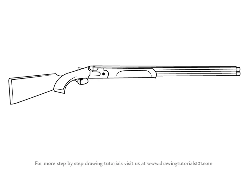 How to Draw a Beretta DT11 Shotgun (Shotguns) Step by Step